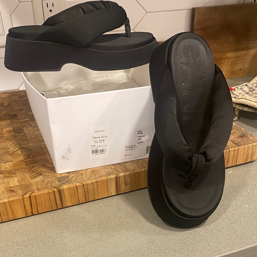 GANNI Black Satin Platform Slides 39